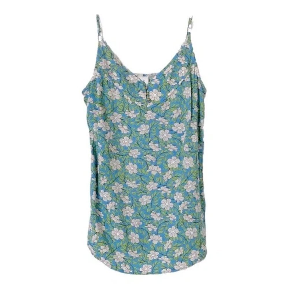 🌺 Cabi Floral Cottonwood Vine Tidal Sea Blue Cami Lightweight Blouse Size S